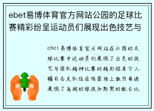 ebet易博体育官方网站公园的足球比赛精彩纷呈运动员们展现出色技艺与团队精神